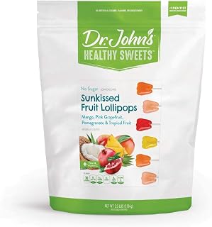 Dr. John’s Sugar Free Candy, Healthy Lollipops with Zero Sugar, Low Calorie Snacks, Keto Friendly Hard Candy Sweets, Sunkissed Fruit Tooth, 150 Count, 2.5 LB