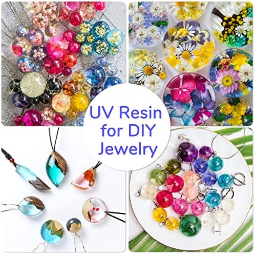 UV Resin Kit - 260g Crystal Clear Ultraviolet Curing Epoxy Resin, Natural light Curing UV Resin Starter Kit For DIY Art, Jewellery, Necklaces, Rings, Earrings, Manicures, Casting and Coating