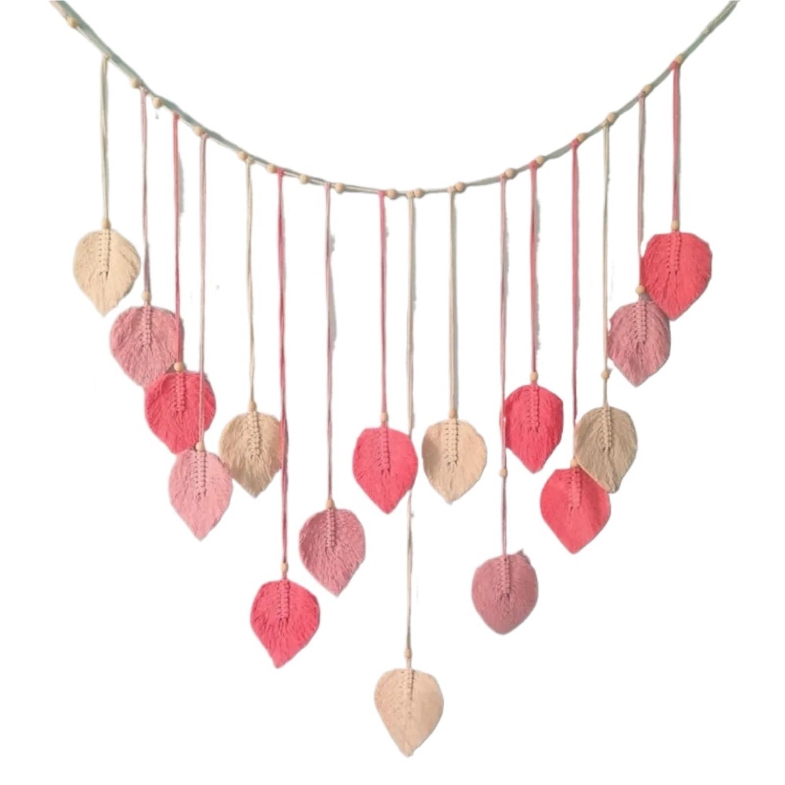 XCTDSVAH Tapestry Handcrafted 120x75cm Wall Hanging Fiber Tassels Handwoven Tapestry Home Decoration(Pink Leaf)