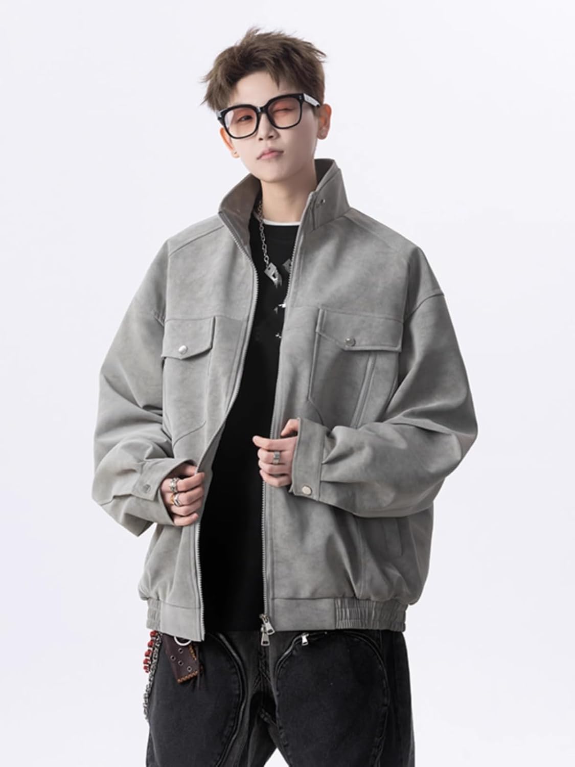 GUOYUXIAO Men's Jacket Male's Spring Casualwear Loose Coat