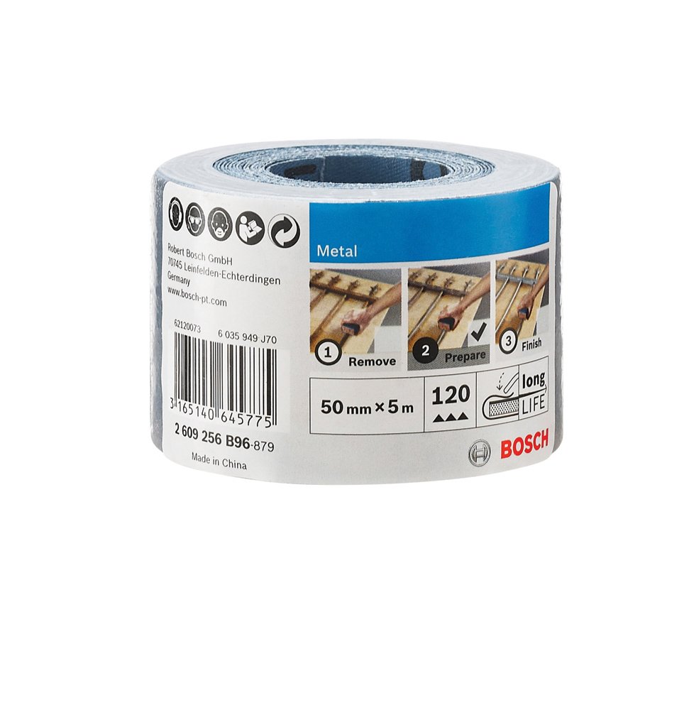 Bosch Profesional 2609256B96 - Rollo de lija manual para metal (50 mm x 5 m)