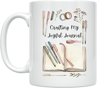Journaling Enthusiast Coffee Mug - Crafting My Joyful Journal - 11 oz White Ceramic - Soft Creative Style
