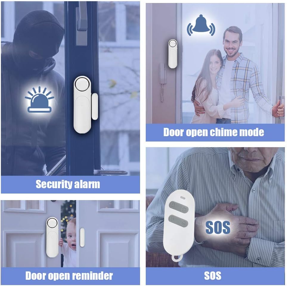 FAS1 Door Window Contact Sensor Alarm, Wireless Door Window Sensor Detector 120dB Alarm 3