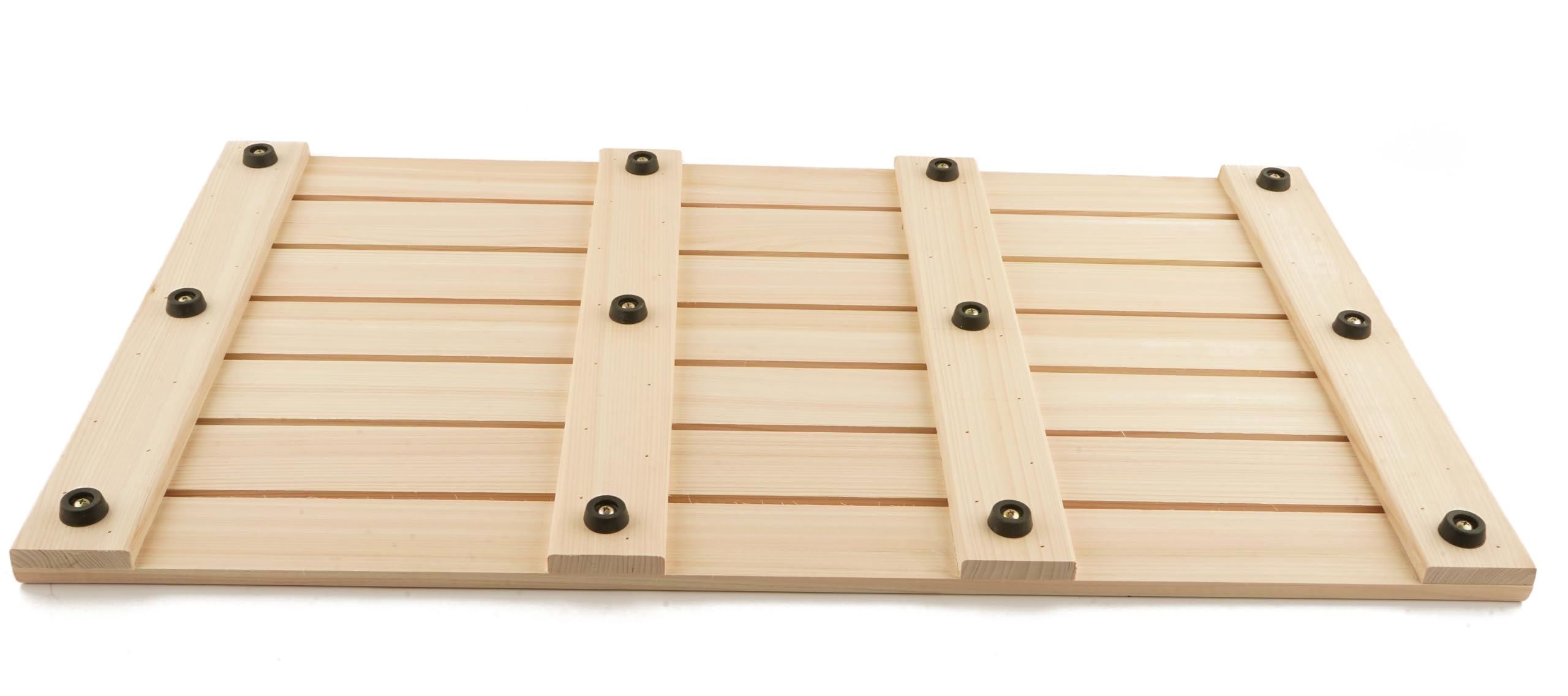 BOUMBI Extra-Large Hinoki Wood Bath Mat with Non-Slip Rubber Pad Cypress Wood Shower Mat (33.5 x 19.7 x 1 Inches) (X-Large)