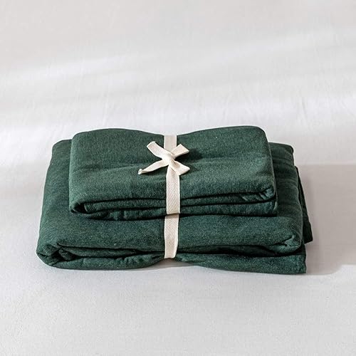Miniatura 7 de DONEUS Dark Green Fitted Sheet King Size - 100% Cotton Jersey Sheets 3 Piece Fitted Sheets Set with 2 Pillowcases, Ultra Soft Breathable Fitted