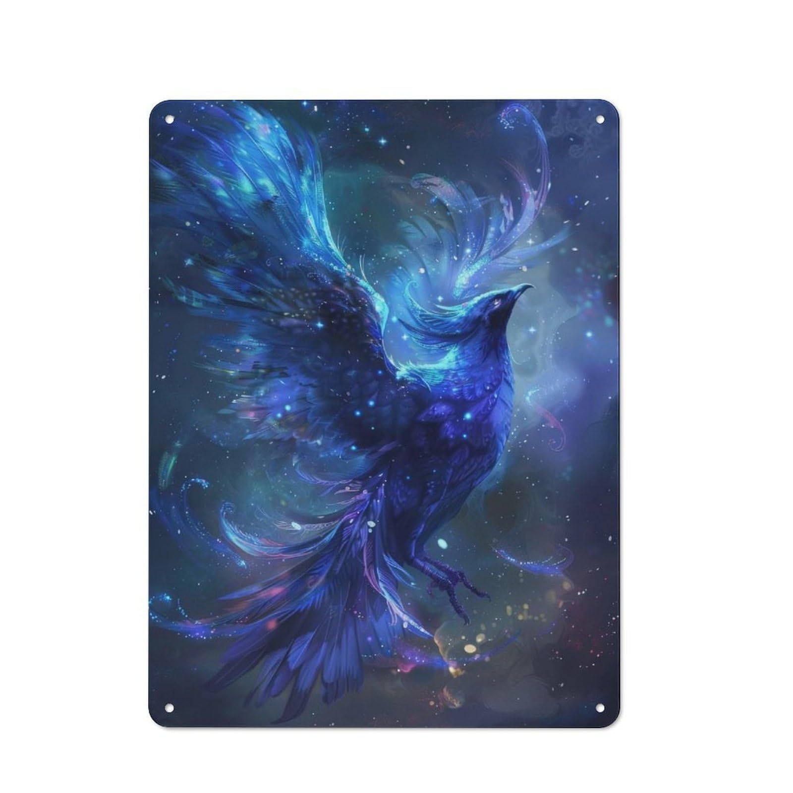 Vintage Tin Sign 40x30cm Featuring Blue Phoenix, Industrial Wall Art for Garage, Workshop, Shed Or Utility Room
