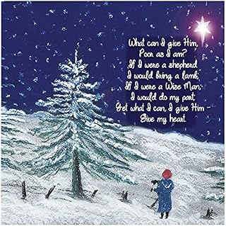 Christian Christmas cards - Snowy Night, 10 Christmas cards in pack, with Bible verse Matthew 1:23 inside these religious Christmas cards, by Just Cards Direct
