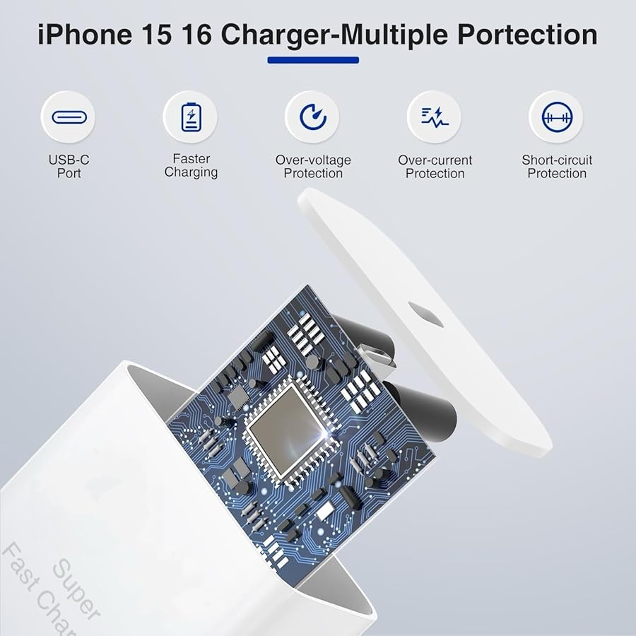 2Pack iPhone 17 16 15 Charger Fast Charging,USB C Super Fast Charger Block and Long Type C to C Cable Cord 10ft for Apple iPhone 17 Pro Max/17 Air/16 Pro/16 Pro Max/15 Plus/15 Pro/iPad Plug Cube - image 2