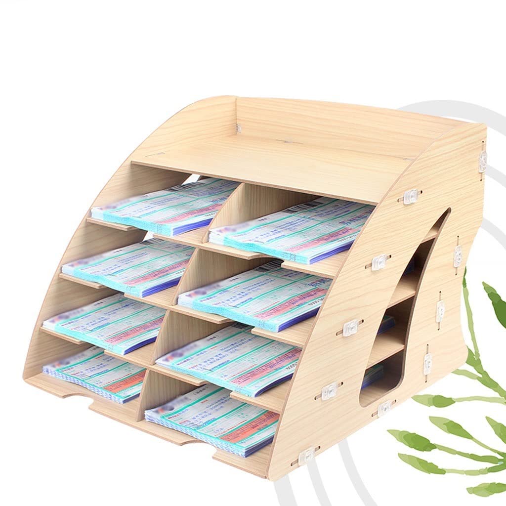 Aktenhalter, Dateitrenner, Dokumentenschrank, Schreibtisch-Datei-Organizer, 5-lagiger Schreibtisch-Organizer in Fächerform, aus Holz, A4 D