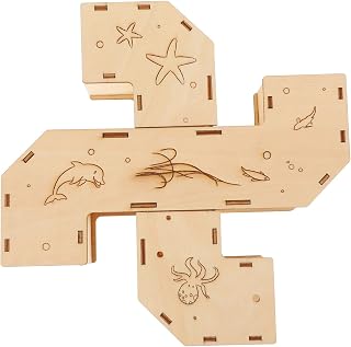 Generic Hamster Tunnel Toy Wooden Hamster Hideout Hamster Play Tunnel Small Hamster Wood Maze Rat Maze pet Tunnel Plaything Ferret Toy Rat Tunnel Pet Toy Hamster Castle Accessories Natural