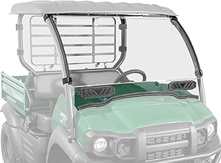 SuperATV Heavy Duty Full Windshield for 2017+ Kawasaki Mule SX | 1/4" Clear Scratch Resistant Polycarbonate | Fits Contours of Cage Perfectly | Easy Installation | Made in the USA!