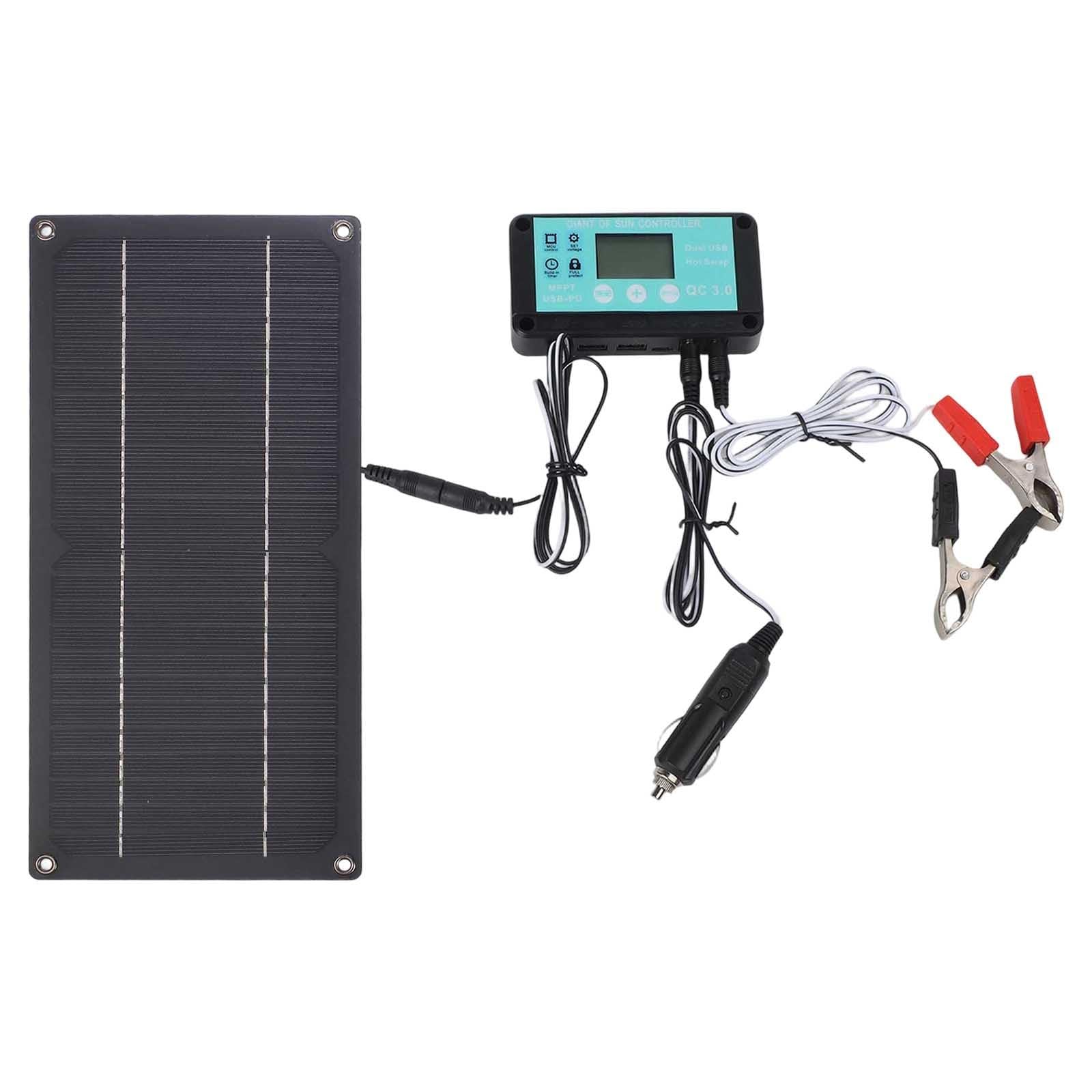 Kit pannello solare da 600 W con regolatore di carica da 100 A, monocristallino, portatile, per camper, campeggio, alimentazione fuori rete, include cavo e ventose