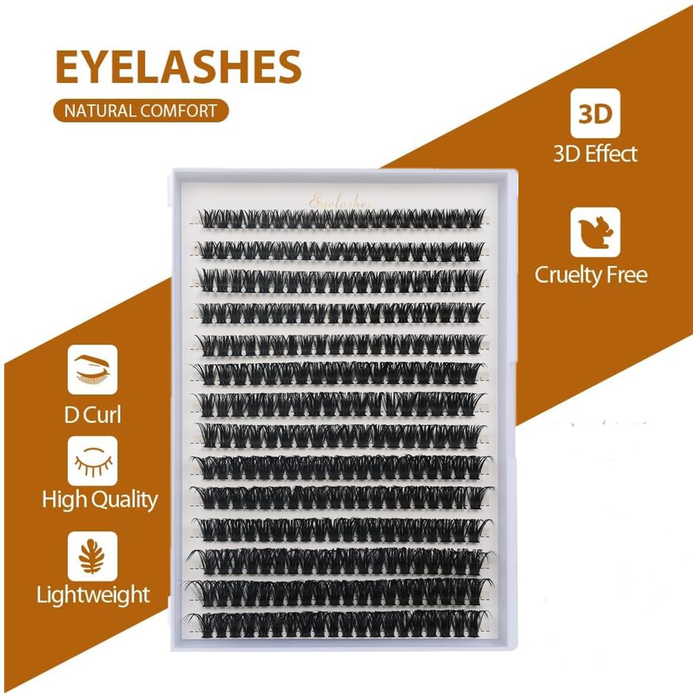 False Eyelashes Clusters 280pcs Cluster Lashes D Curl 60D Mix 8-16mm Lashes Individual Cluster Eyelashes DIY Eyelash Extensions Reusable Volume False Lash Extensions (60D 8-16mm) - Image 2