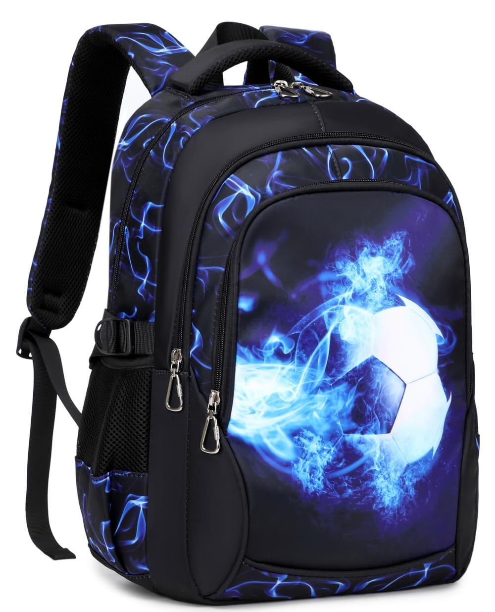 Zaino Da Scuola Per Ragazzi Zaino Secondario Zaino Per Adolescenti Resistente Di Grandi Dimensioni Impermeabile (5-Blu Calcio)