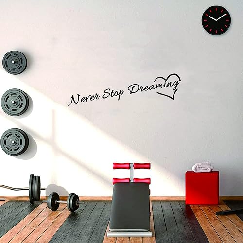 Miniatura 6 de Calcomanía motivacional para pared, adhesivo de PVC extraíble con frase "Never Stop Dreaming" y palabras coloridas, efecto de 33 x 10 pulgadas, arte