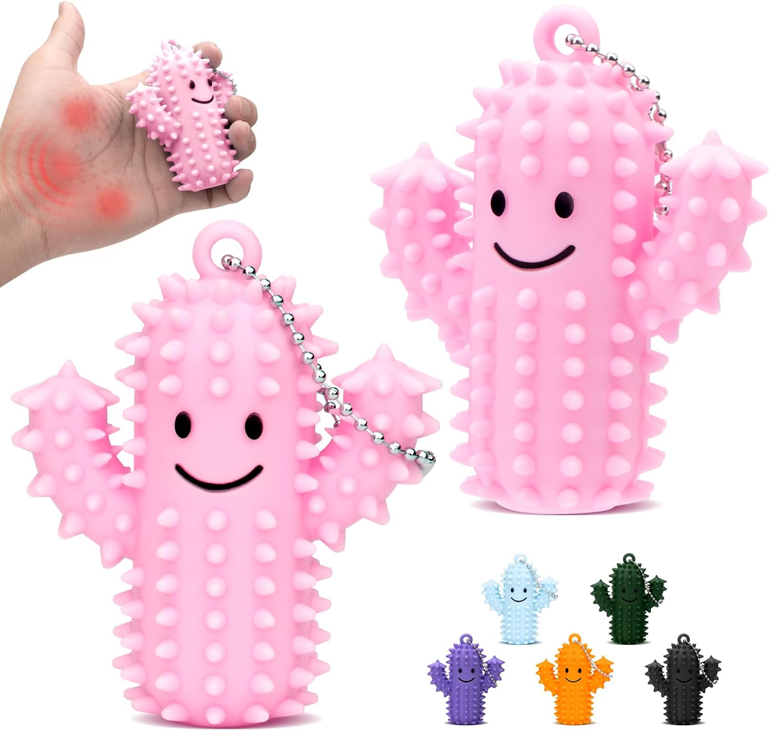 Silicone Little Ouchies Pain Fidget, Cactus Pain Stim Tool Fidget Toy for Adults, Pain Stimming Fidget, Spiky Grippie Stim Keychain for Hard Spiky Sensory Toys Anxiety Relief Fun Gifts, Purple