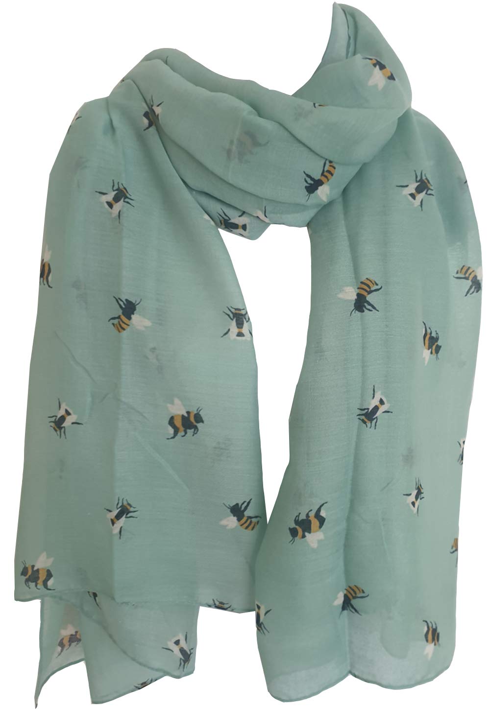 Glamlondon Women's Zy - Green Bumble Bee Print Scarf Lightweight Fashion Oversize Wrap (Zy - Green)