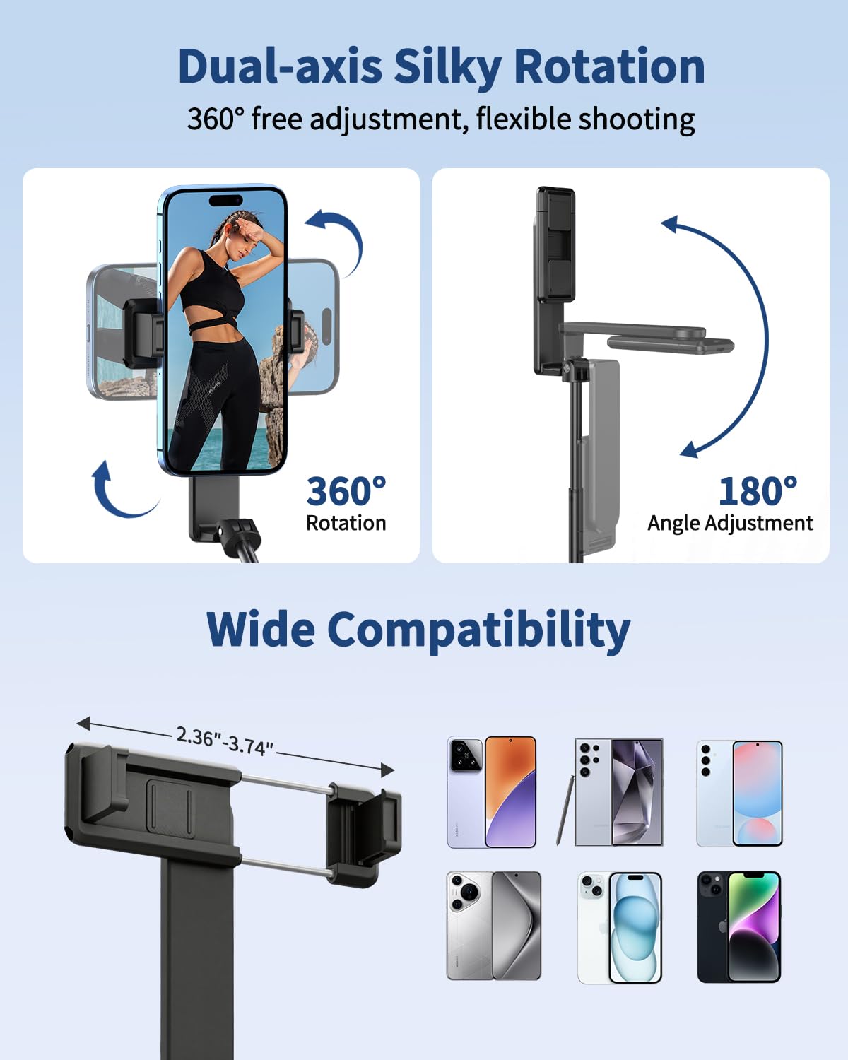 yAyusi Nouvelle Mini Perche à Selfie pour iPhone, Perche à Selfie Portable Extensible en Aluminium avec Télécommande, Perches à Selfie Compactes pour Vlog/Enregistrer Vidéo/Diffusion en Direct (Noir)