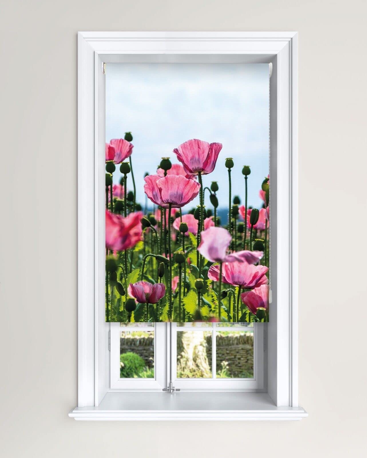 Lister Cartwright Pink Poppy Field Blackout Roller Blind Roller Blinds (90 Cm Width X 140 Cm Drop)