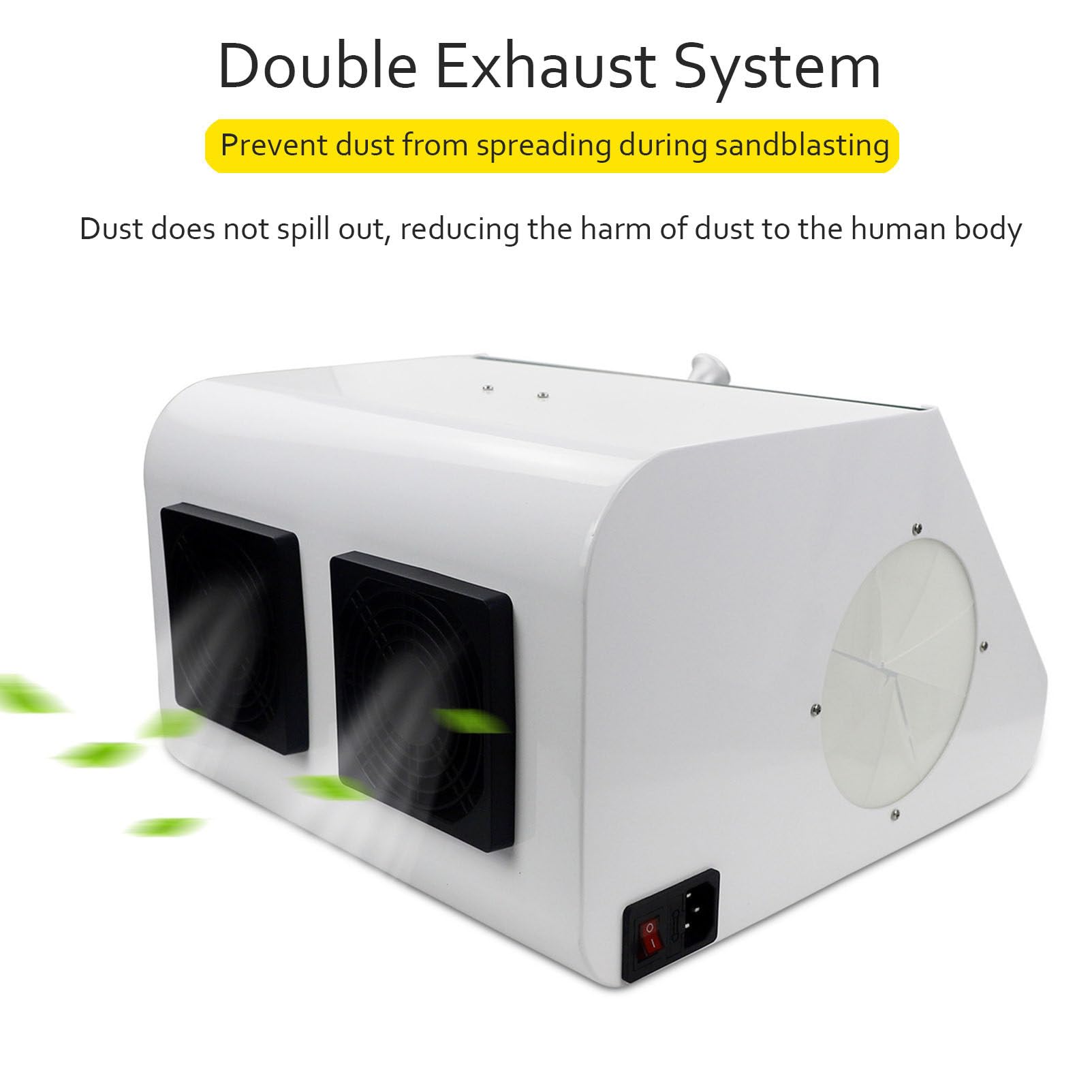 FAXIOAWA Caja de extracción de Polvo con Deflector de Vidrio Templado para Aplicaciones dentales, colector de vacío eficiente con filtros duales e iluminación led