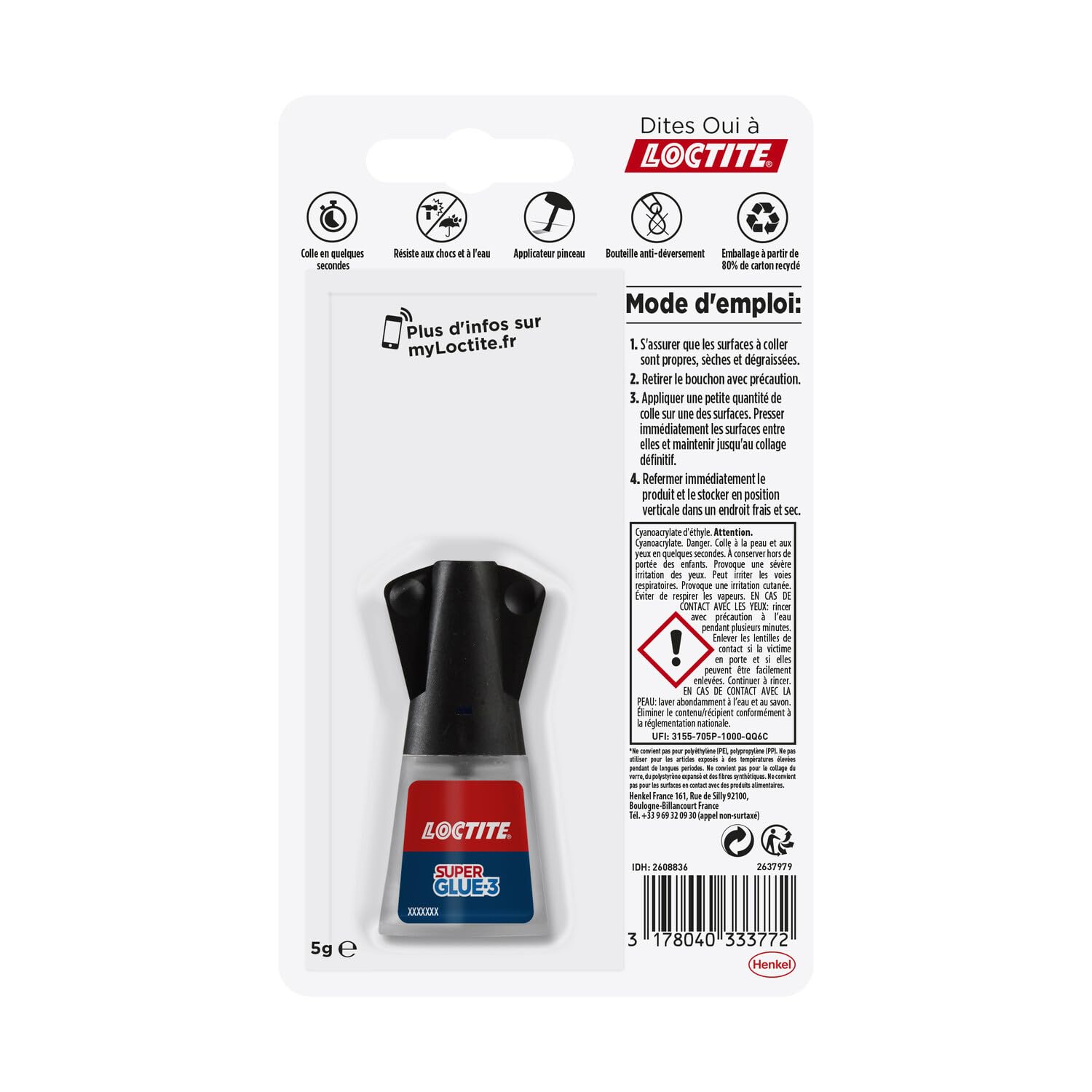 Super Glue 3 Brush Pack de 6, adhesivo potente, fácil de usar con un pincel, adhesivo líquido de secado instantáneo, adhesivo transparente, 6 frascos de adhesivo de 5 g cada uno