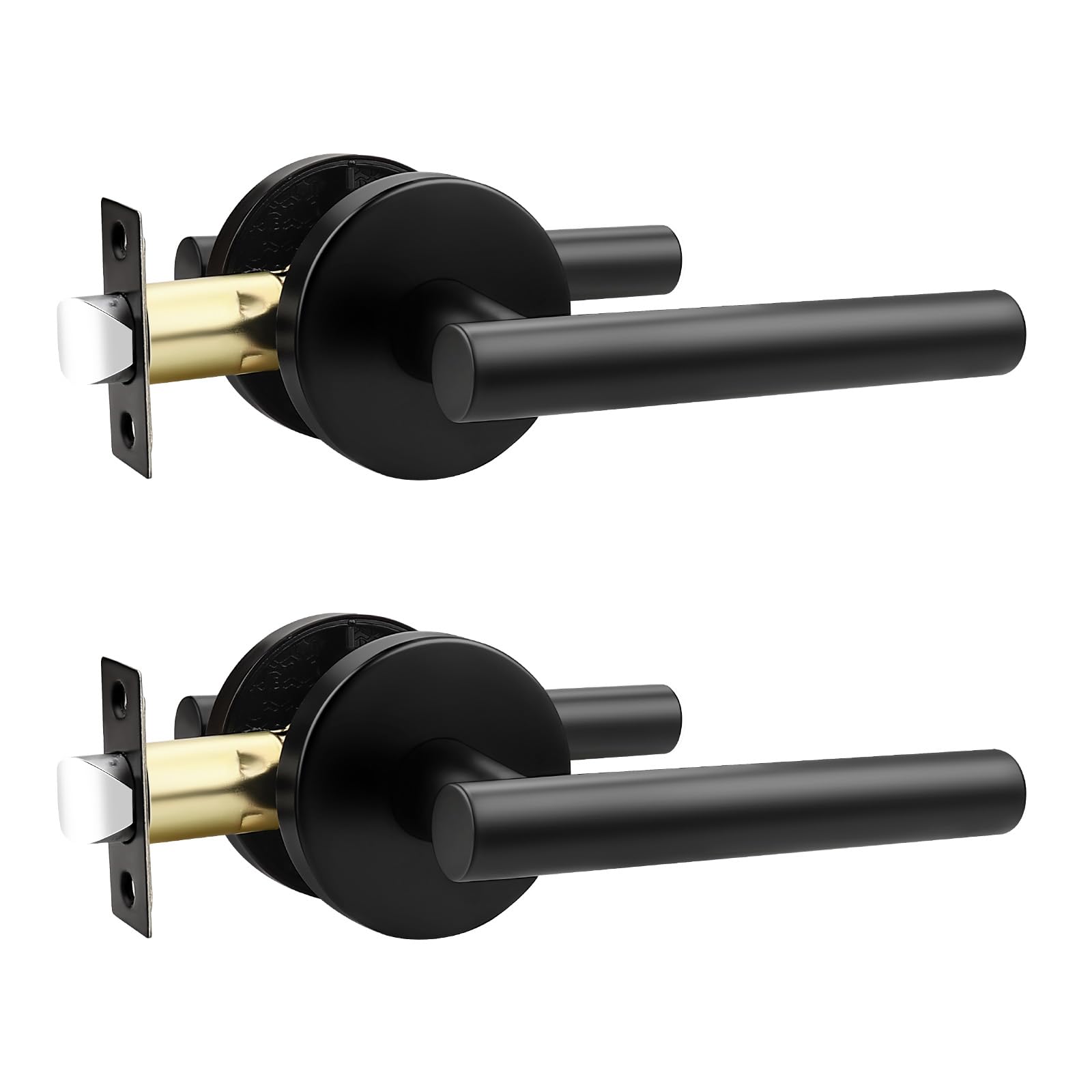 Orger 2 Pack Black Interior Passage Door Handles, Matte Black Closet Door Levers, Black Door Locks for Closet and Hallway, 304 Satinless Steels Keyless Door Locksets Reversible for Right & Left
