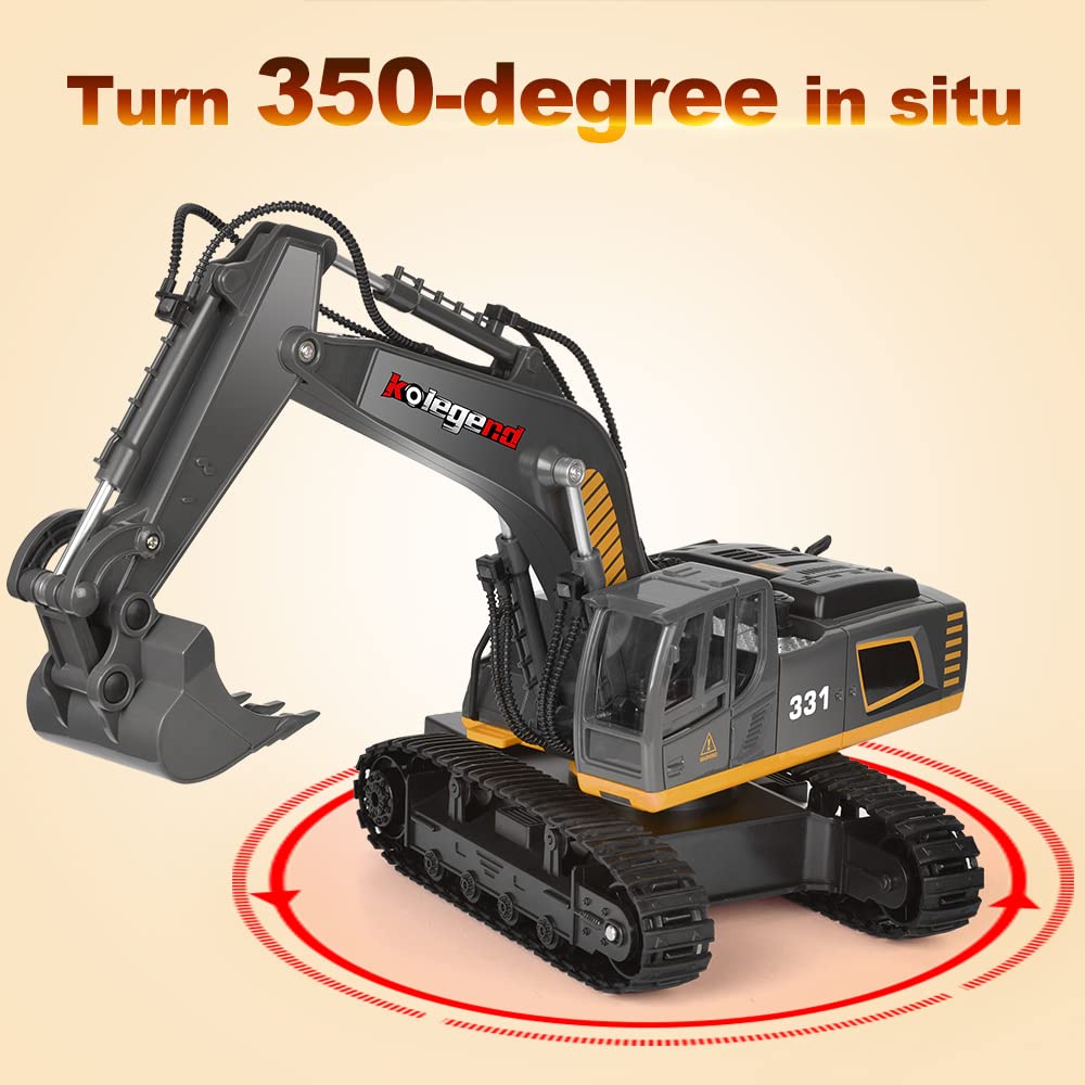 kolegend Remote Control Excavator Toy 16 Inch, 9 Channel RC