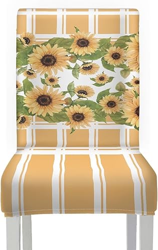 Miniatura 3 de Rnyleeg Fall Autumn Seat Covers for Dining Chairs Set of 4 Sunflower Themed Stretch Dining Chair Covers Soft Comfy Chair Slipcovers for Cocktail