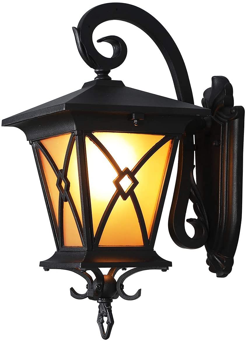 IUokLU Wall Lamp for Bedroom Exterior Wall Lanterns, Outdoor Wall Sconce Porch Light Fixture, Waterproof Wall Lamp for Garden, Patio, Balcony, Carriage Lantern Design, Matte Black Housing