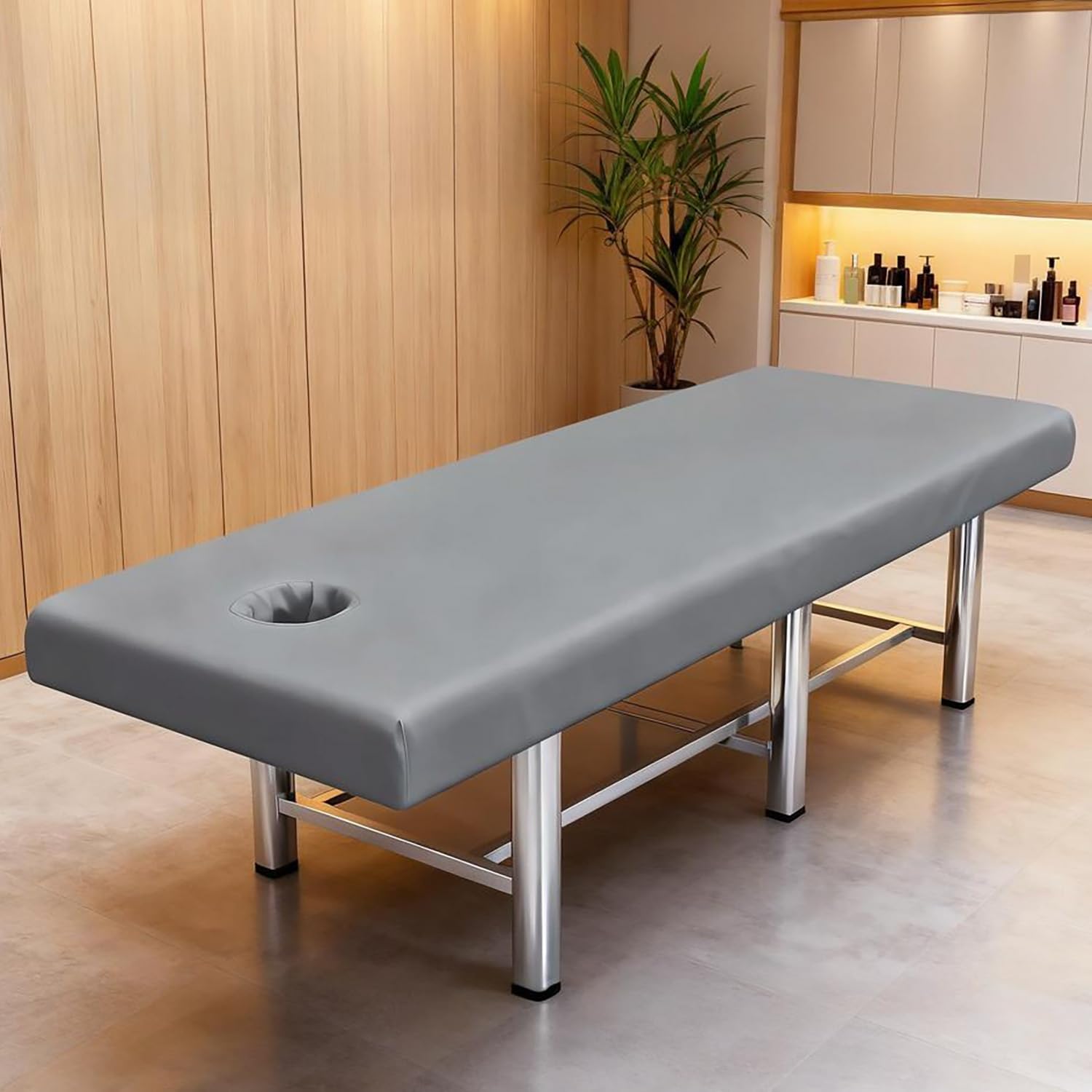Housse de Table de Massage Imperméable 180x60 185x70 190x70 190x75 190x80 cm Anti-Huile, Réutilisable et Lavable en Machine avec Ouverture for le Visage(M1,190x70cm/75x28in (with hole))