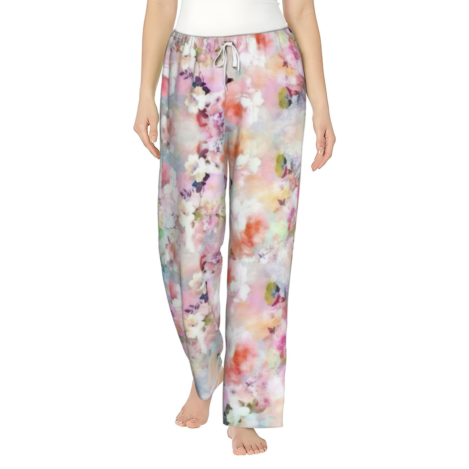 Pantalon de pyjama amples en maille douce à imprimé floral rose - 8