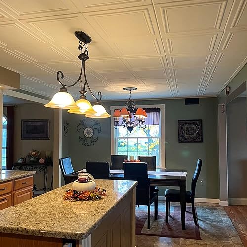 Miniatura 4 de A La Maison Ceilings R24 Line Art - Azulejo de techo de espuma (384 pies cuadradoscaja), paquete de 144, color blanco liso