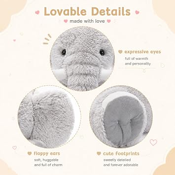 MorisMos Giant Elephant Stuffed Animal, 19.6inch Large Stuffed Elephant Plush Toy Plush Soft Elephant Plush Gifts for Kids, Girls Boys,Toddlers, Gray