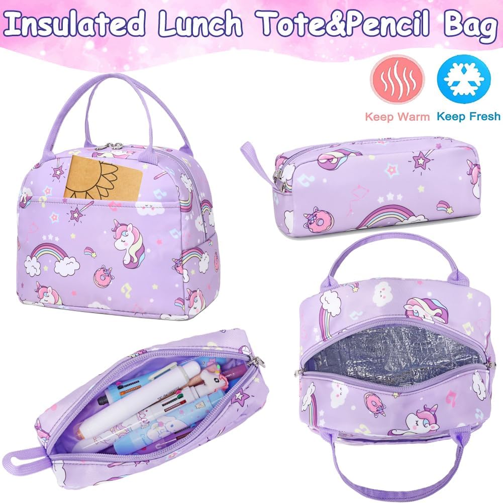 Girls Backpack for Elementary Kids School Bookbag Set Cute Unicorn Backpacks for Girls Water Resistant - Image 7