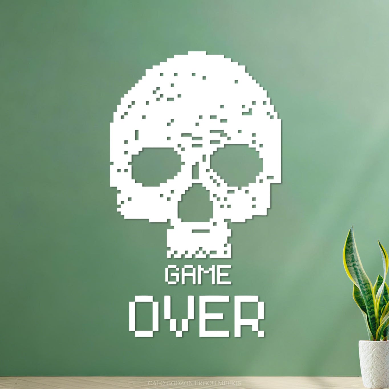 Vinyl Art Sticker Game Skull Pixel Video Games Playroom 30x50.2cm Multi Color Selection White