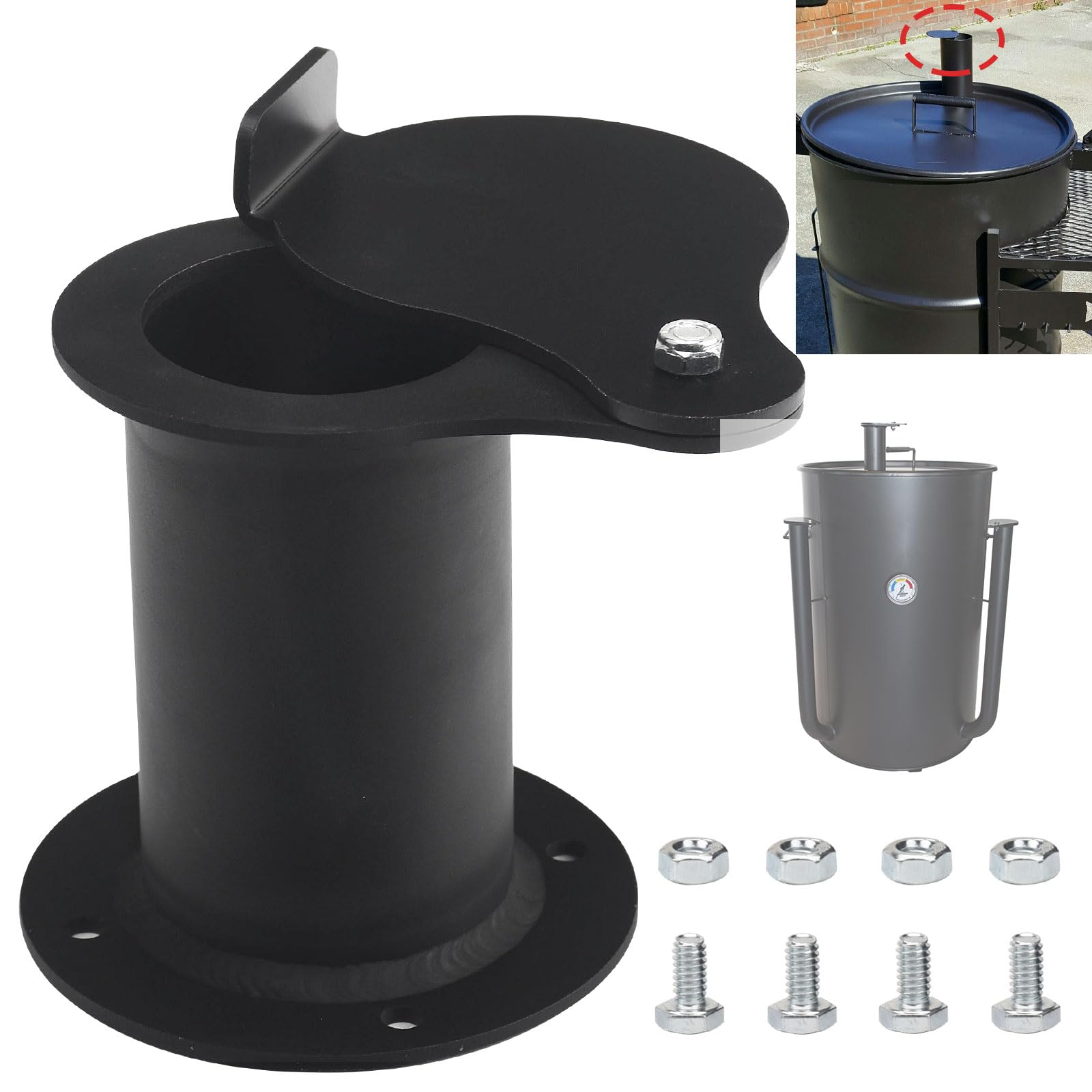 KINTLE 2" Teardrop Flanged Vent Damper,Compatible with UDS Ugly Drum Smoker Lid Exhaust,for Masterbuilt 40" "digital charcoal" smoker