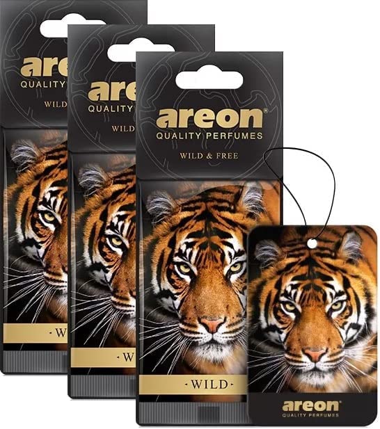 AREON WILD - Hanging Custom Cute Funny Car Air Freshener for Home &amp; Office - Premium Cologne Perfume with Natural Fragrances - Long Lasting, Fresh, Luxurious Scent - Stylish Design - Wild &amp; Free