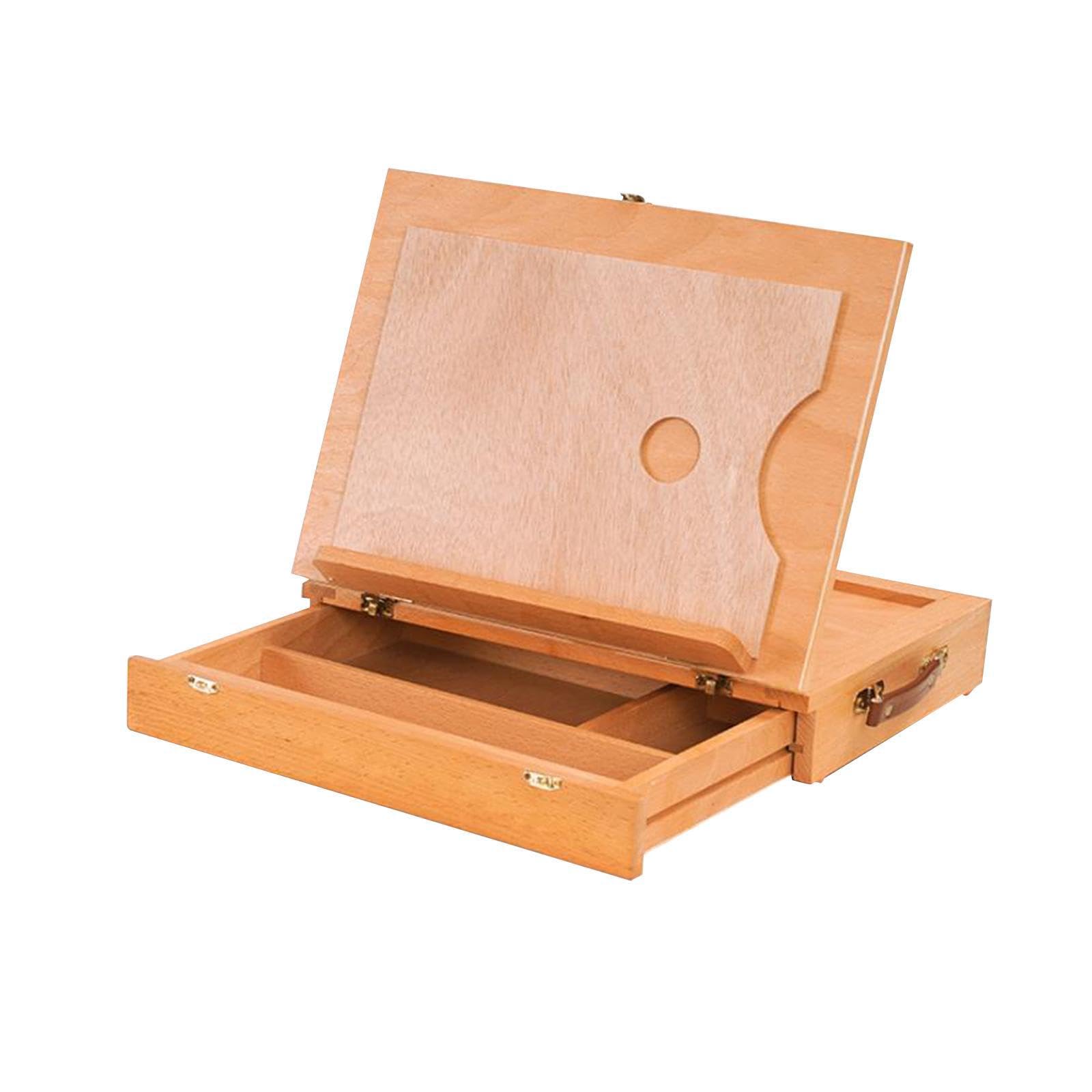 Chevalet de Table élégant en Bois, boîte à Dessin, Organisateur Fonctionnel et Facile à Transporter. Ce chevalet de Bureau est fabriqué en Bois, Beige, S