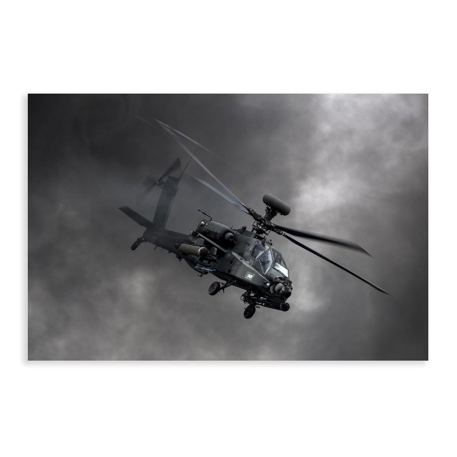 Military Poster AH-64 Helicopter Jet Fighter Wall Art Airplane Plane Flying Flight 24L"x16W" Wall Art Canvas Painting Print Posters, for Boys Room Men Guys Bedroom Dorm Man Cave