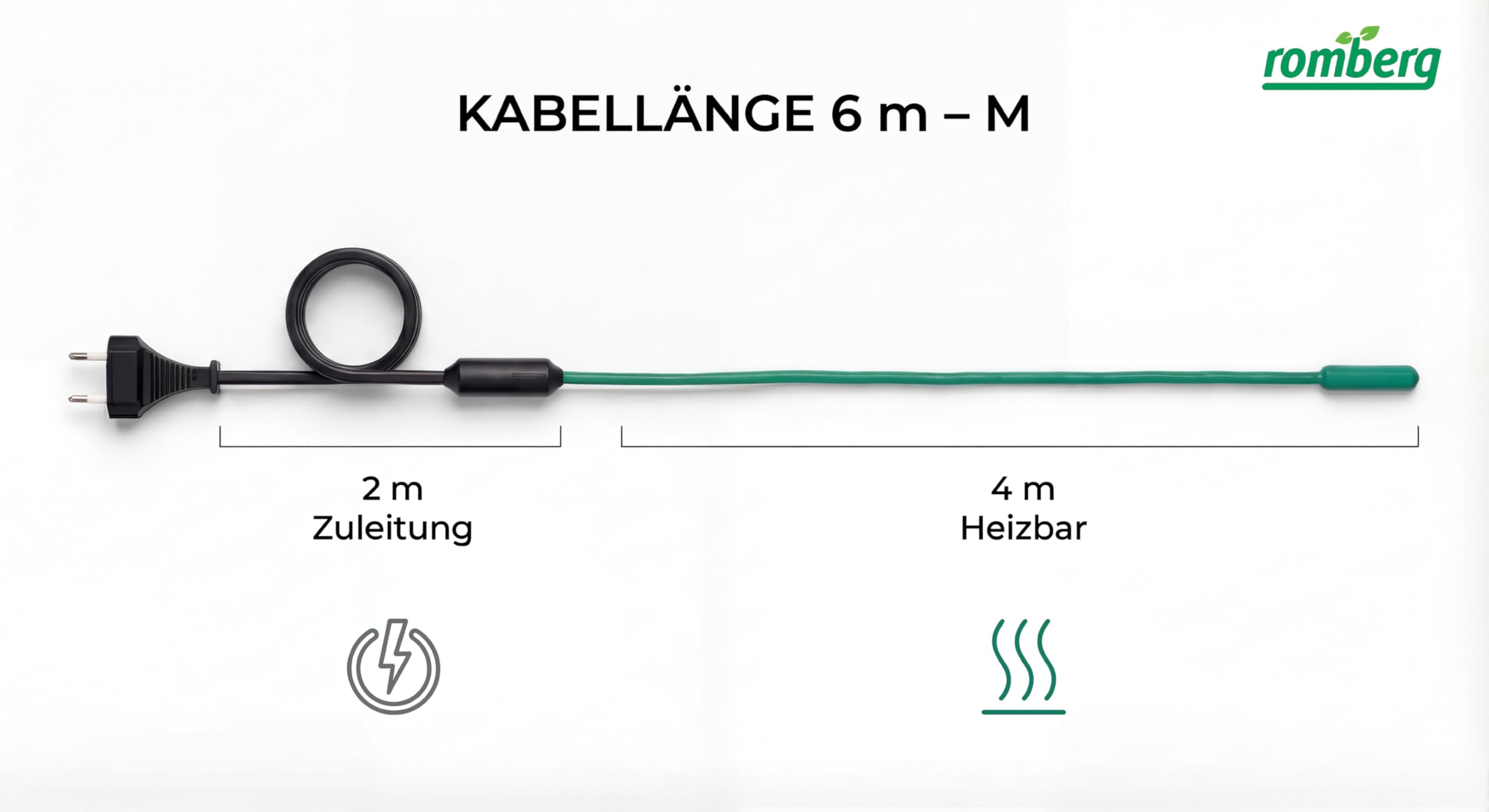 Romberg Câble Chauffant M 6 m (4 m Chauffant) 30 W - 12093109 - Vert/Noir