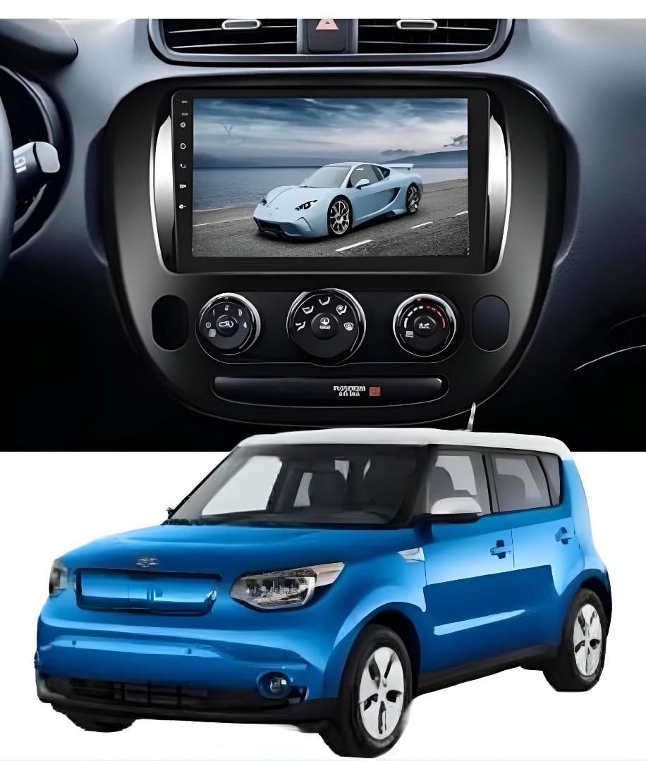 Autoradio Android 12 - Kia Soul 2015-2018 CarPlay e Android Auto, display touchscreen CarPlay da 9 pollici, sistema autoradio multimediale wireless HD | DAB+, RDS (T2 (2 GB/32 GB) 8 COR