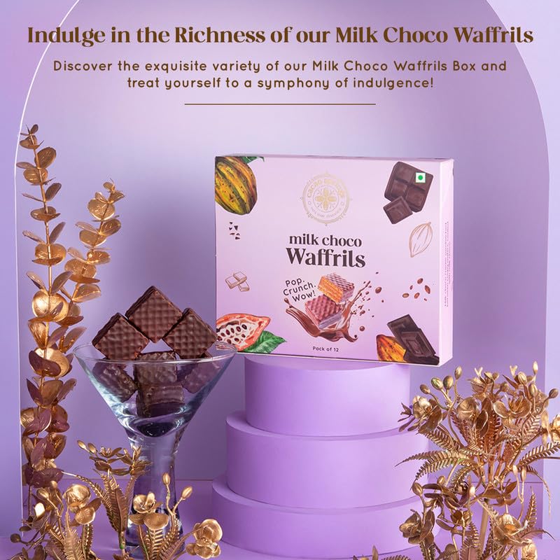 Image of Cacao Springs Premium Milk Choco Waffrils Gift Box, Premium Choco & Nut Delicacy Waffle Chips, Great for Snacking, Premium Gift Hamper for Christmas Gifts, 12 Pieces in Each Box, 2 Boxes, 240gm