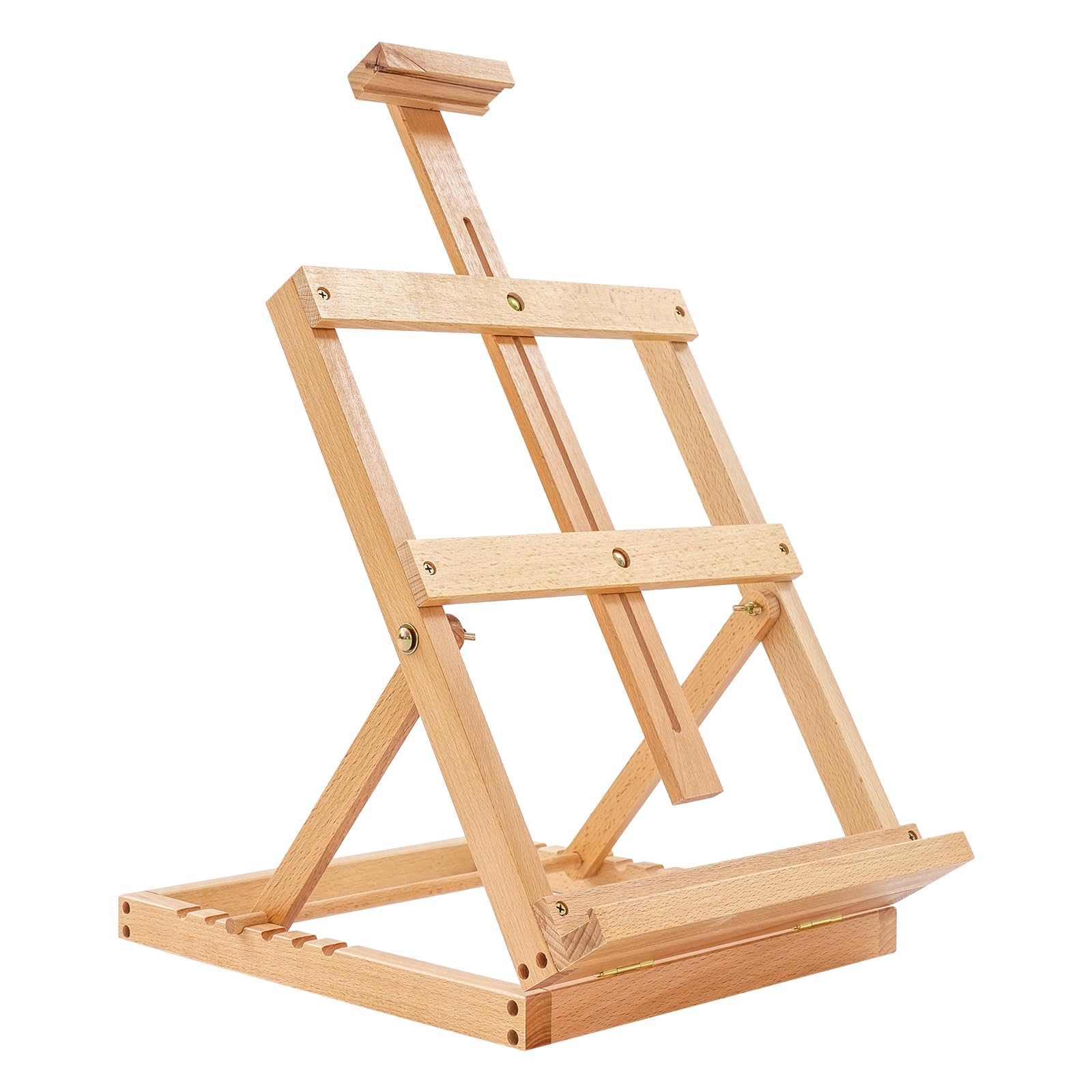 Caballete de mesa de madera resistente con marco en H, soporta lienzo de hasta 30 x 32 cm, caballete de mesa ajustable de madera de haya para pintar lienzo, para adultos y principiantes