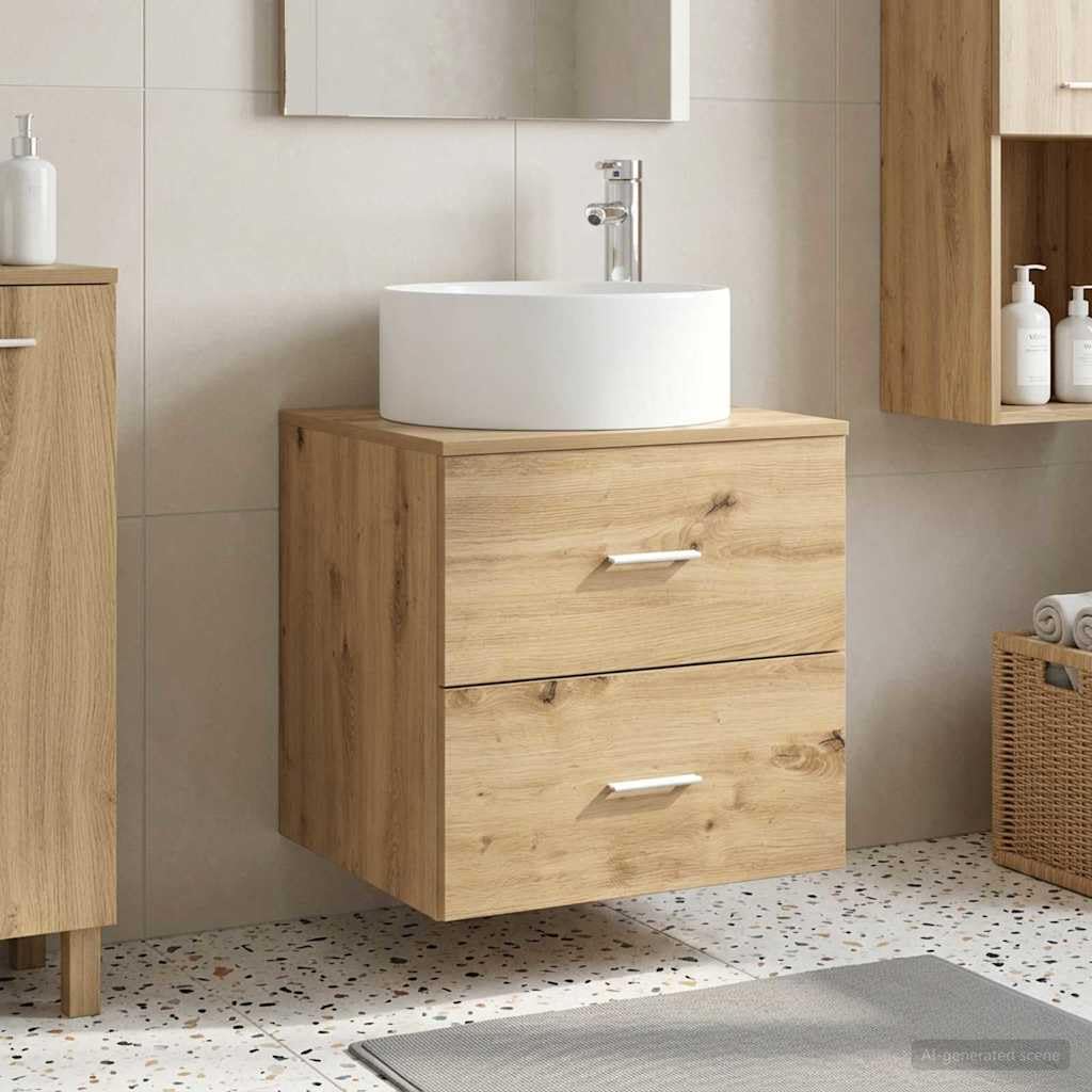 Mobile Lavabo da Parete con Lavabo 49.5x44.5cm Rovere