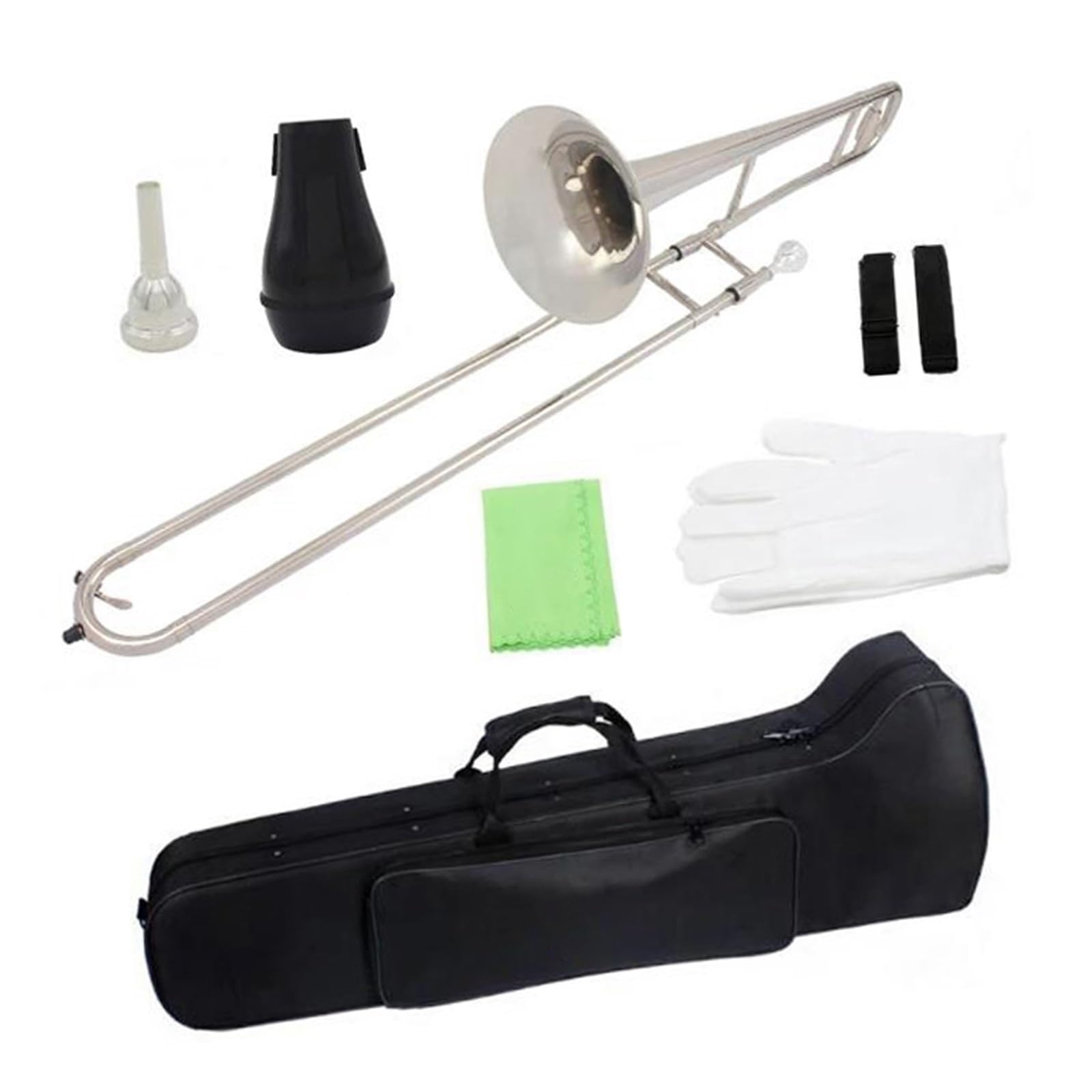 Instrument Puzon Zestaw Puzonu Bb Lakierowany Korpus Mosiężny Altowy Z Torbą Do Przechowywania Akcesoria Pręt Tłumika(Trombon)