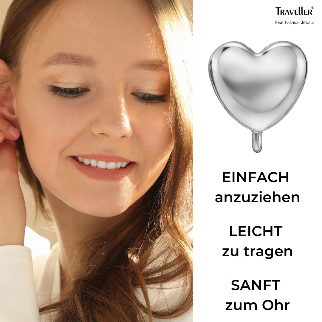 Traveller Ohrclip - Silberfarben - Herz - 11 x 10 mm - Platiniert - 157795