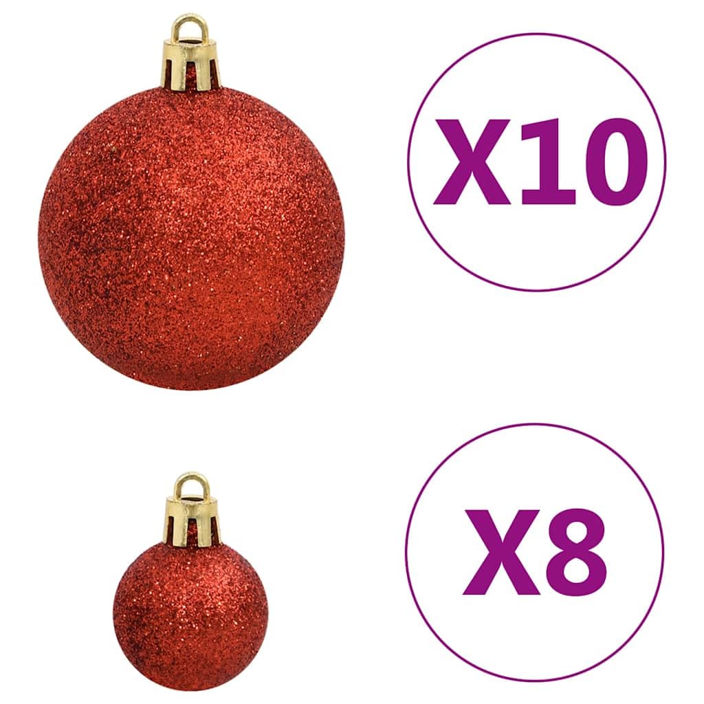 Juego de 112 bolas de Navidad de poliestireno, color rojo, verde y dorado, con 3 tamaños y diseños mate brillante, incluye punta de árbol de Navidad y colgante para árbol de Navidad y