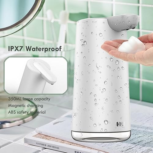 Miniatura 5 de Dispensador automático de jabón espumoso, espuma ajustable de 2 niveles, recargable por USB, dispensador de jabón para manos y platos sin contacto