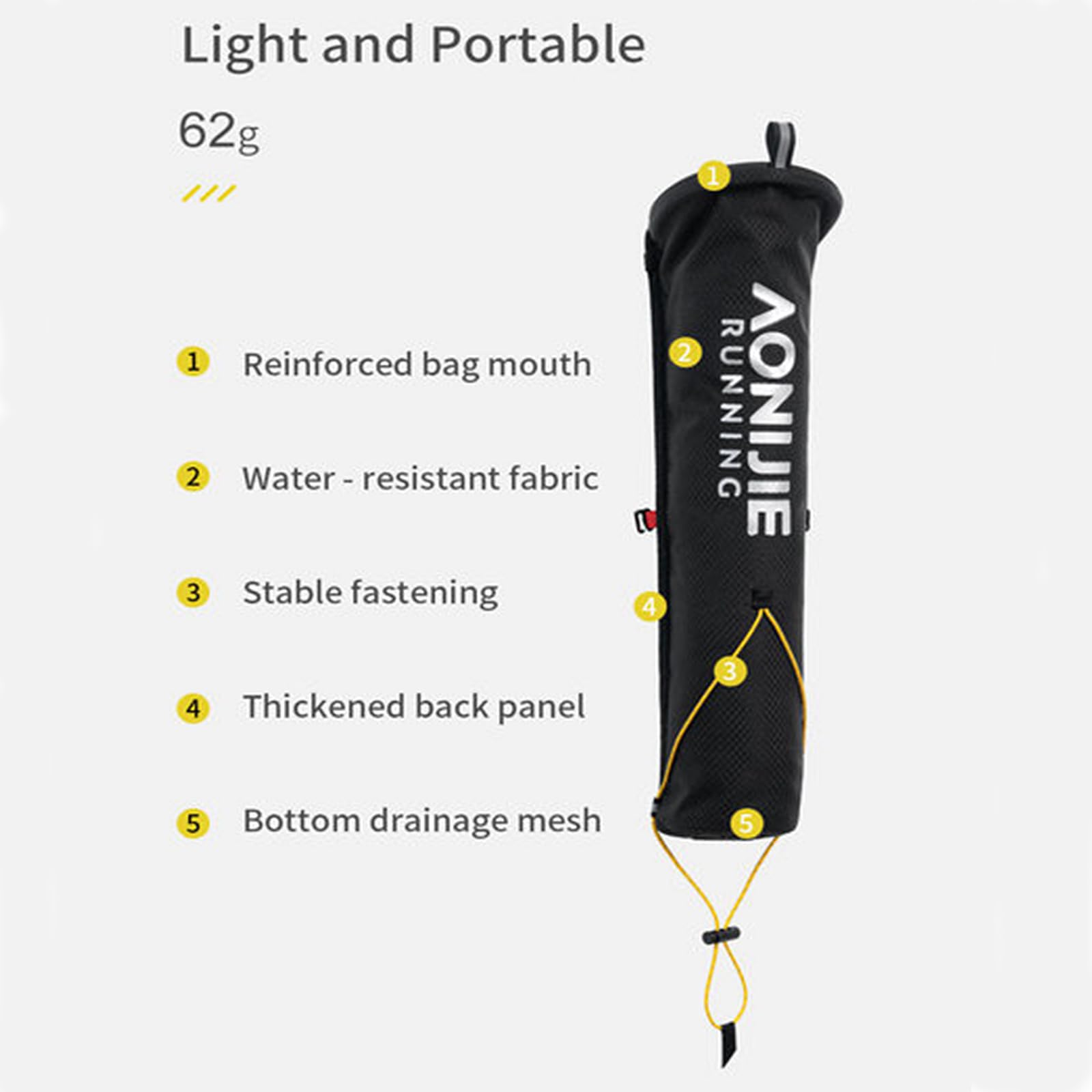 AONIJIE Trekking Pole Pouch Waterproof Hiking Poles Storage Bag for Backpacks & Running Vests Lightweight (25-Black, One Size)