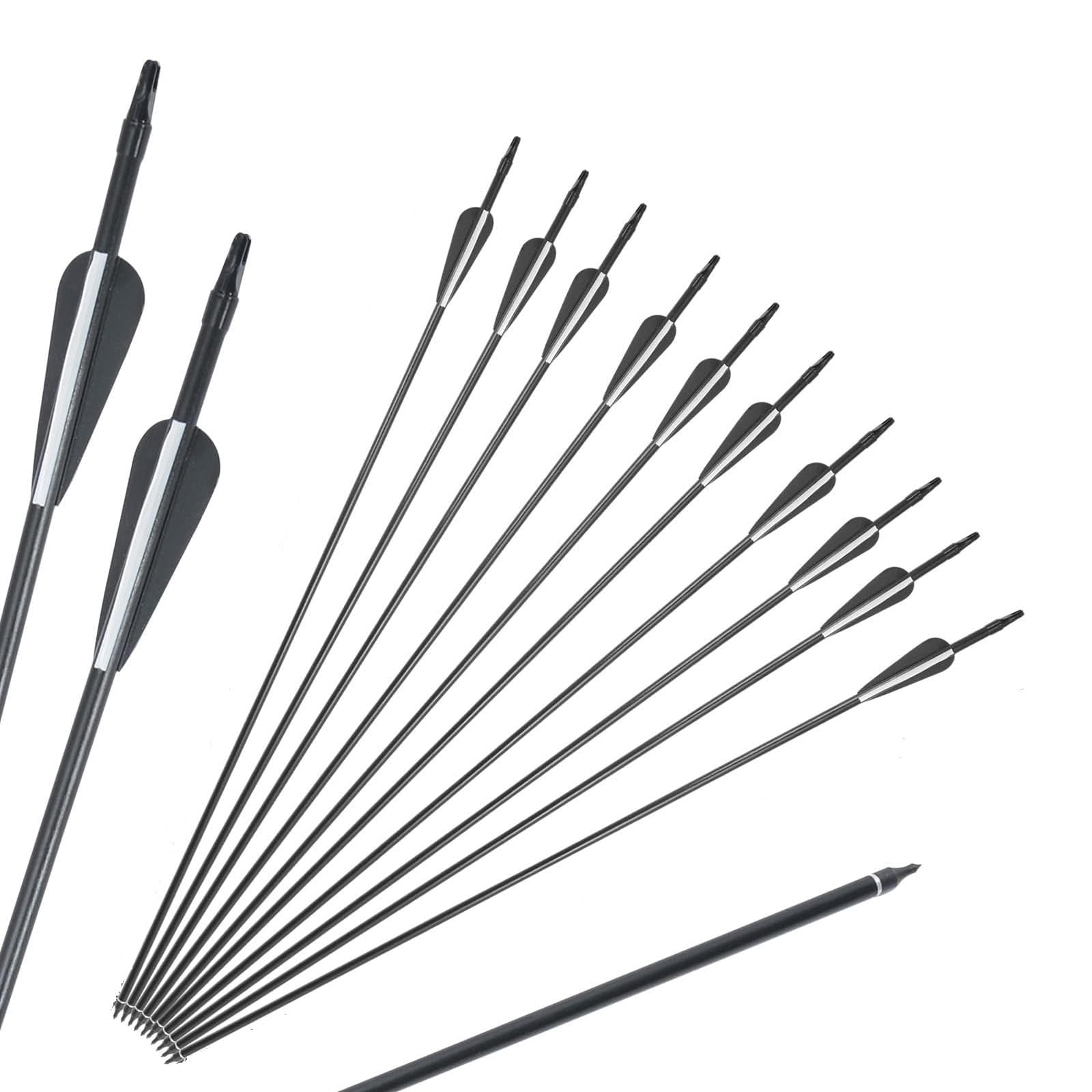M.J COMFY-LIFE 10Pcs Archery Arrows 30 inch Carbon Hunting Targeting Arrows with Broadhead Target Practice Shooting Arrows for Recurve Bow Compound Bow Longbow